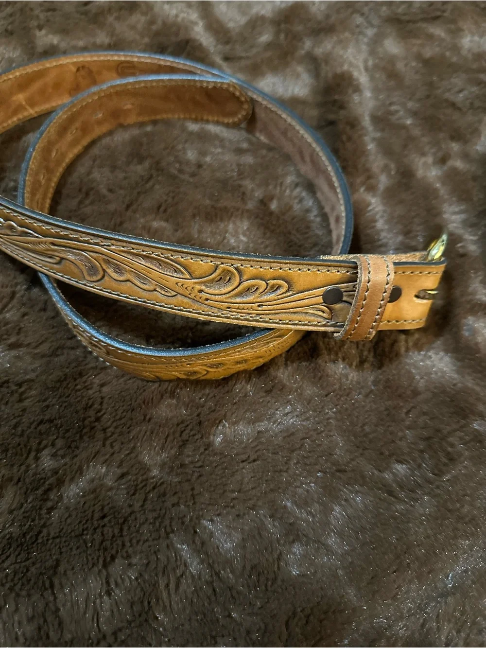 Vintage Hand Tooled Leather Belt